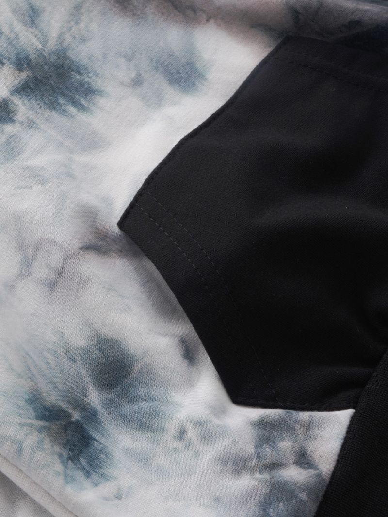 Drenge Hættetrøje Tie Dye Trykt Langærmet Afslappet Trøje Med Lomme-outfits