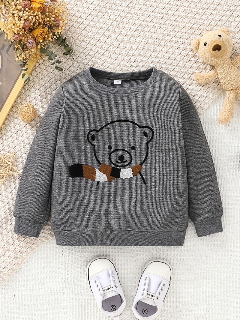 Drenge Langærmet Pullover Bear Print Sweatshirt Børnetøj