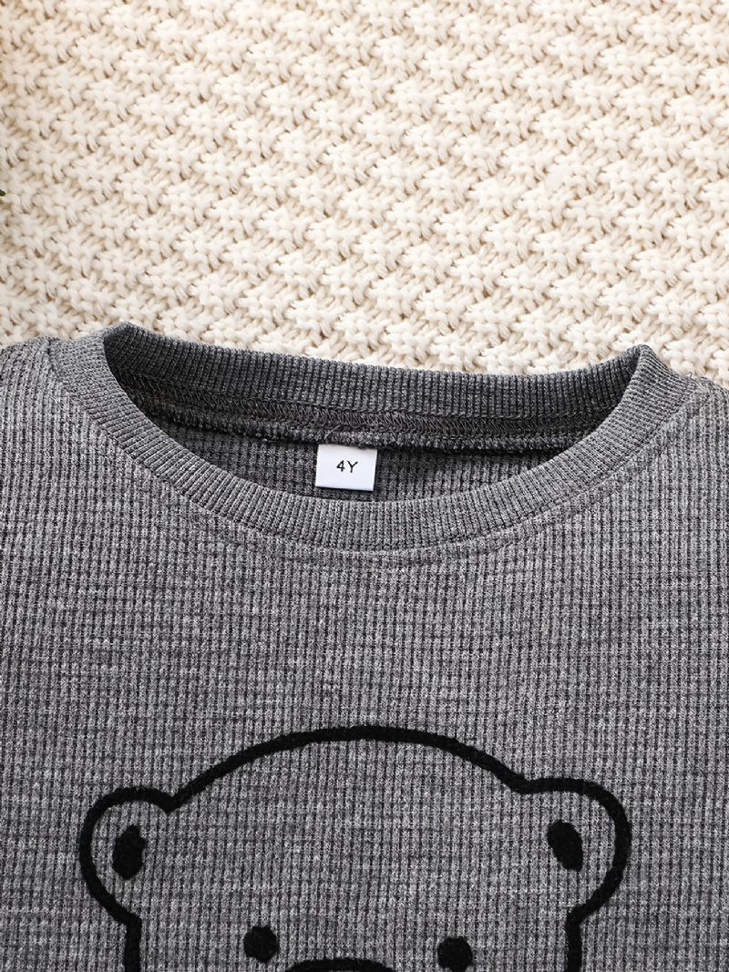 Drenge Langærmet Pullover Bear Print Sweatshirt Børnetøj