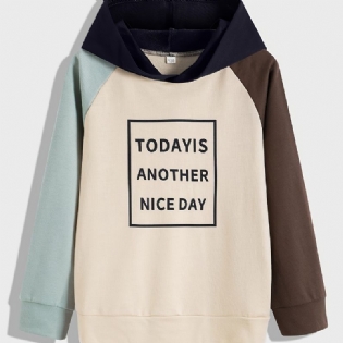 Drenge Letter Colorblock Hættetrøje Sweatshirt Autumn Winter