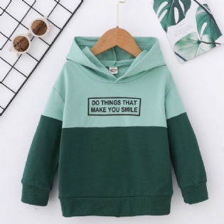 Drenge Mode Contrast Sweatshirt Med Hætte