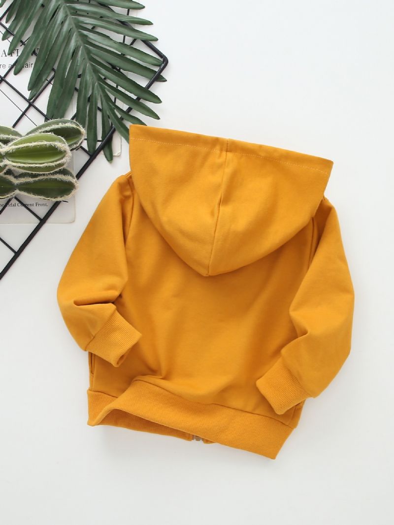 Drenge Patch Car Print Zip Jacket Winter Warm Hoodie