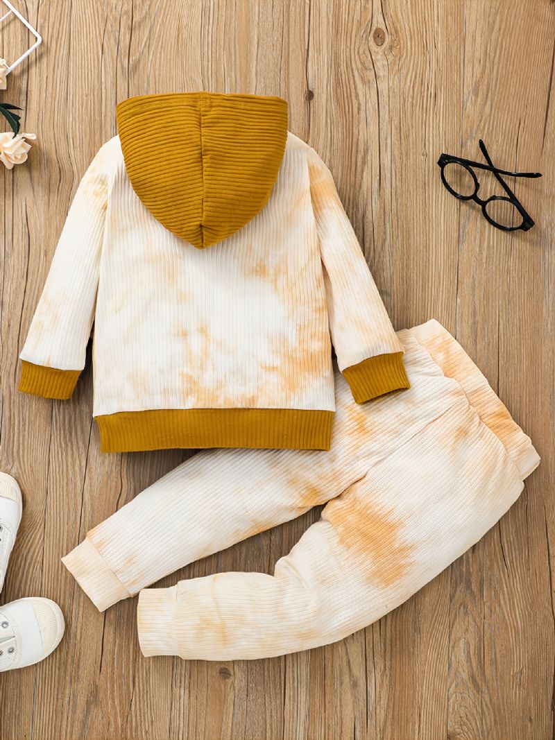 Drenge Patchwork Tie-dye Hættetrøje Bukser I To Dele