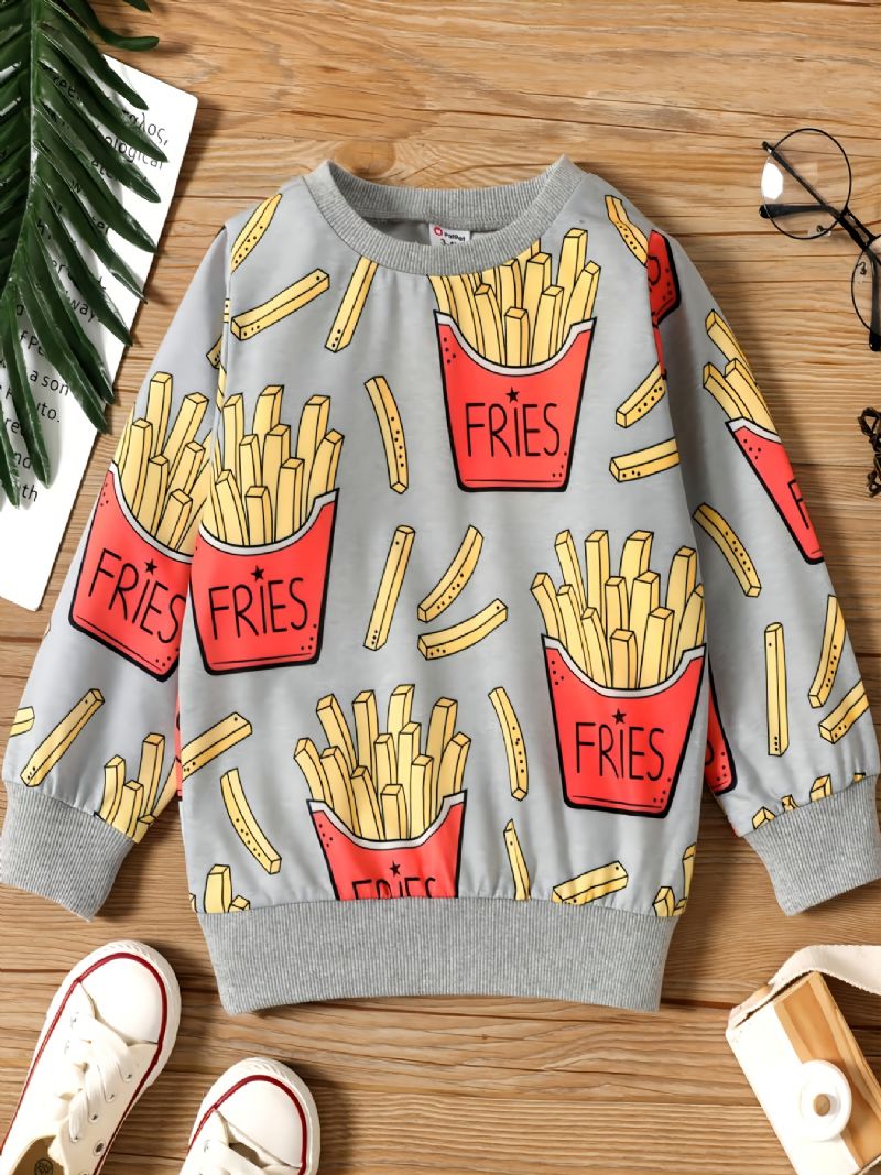 Drenge Pommes Frites Print Sweatshirt Pullover Børnetøj