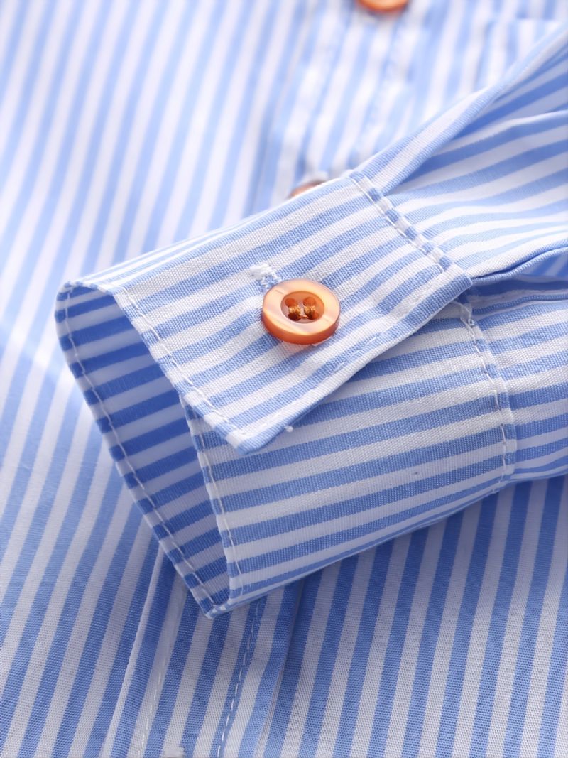 Drenge Stribede Button-up Skjorter Til Efteråret Ny