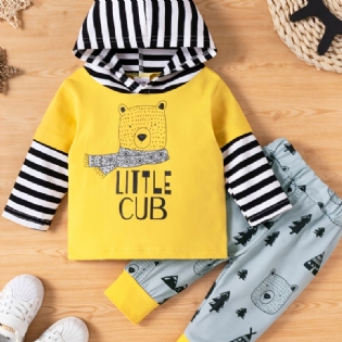 Drenge Stribet Color Block Hættetrøje + Sweatpants Sæt Babytøj