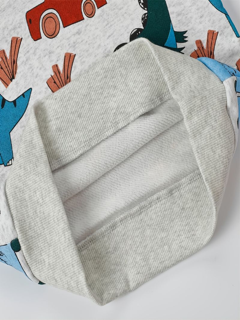 Drenge Sweatshirt Afslappet Farve Tegneserie Dinosaur Bil Print Langærmet Rund Hals Bomuld Baby Børnetøj