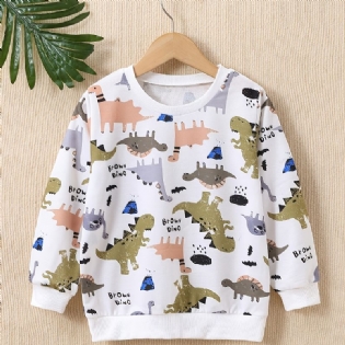 Drenge Sweatshirt Med Tegneserie Dinosaur Print