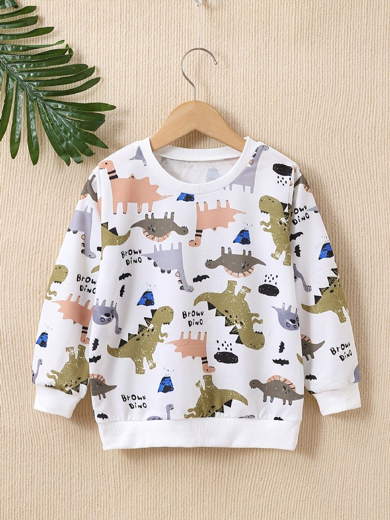 Drenge Sweatshirt Med Tegneserie Dinosaur Print