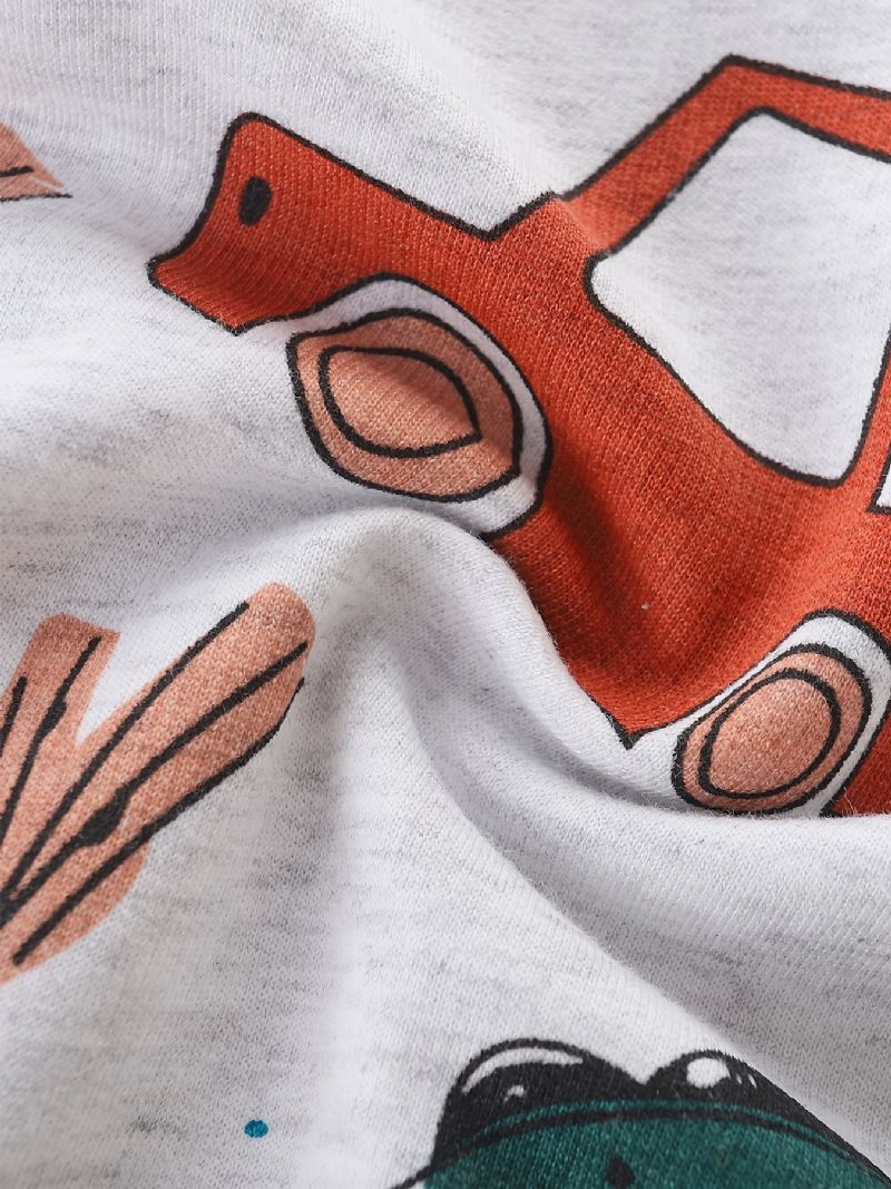 Drenge Tegneserie Dinosaur Print Pullover Rund Hals Langærmet Sweatshirt