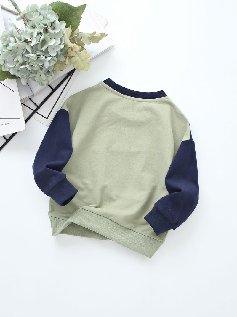 Drenge Tegneseriemønster Colorblock Bomuld Langærmet Afslappet Sweatshirt