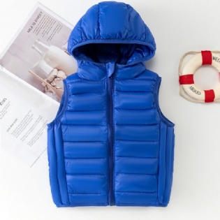 Drenge Vinter Udendørs Afslappet Moderigtigt Hættevest Ærmeløs Tøj