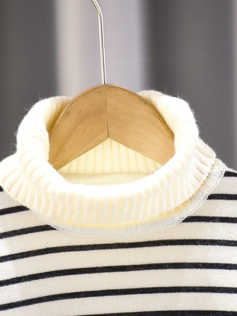 Efterår Og Vinter Drenges Afslappede Rullekrave Stribet Sweater