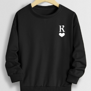 Efterår Vinter Drenge Brev Print Ensfarvede Rund Hals Sweatshirt