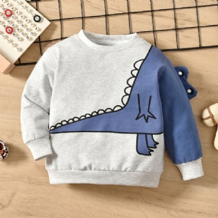 Efterår Vinter Drenge Dinosaur Trykt Rund Hals Afslappet Sweatshirt