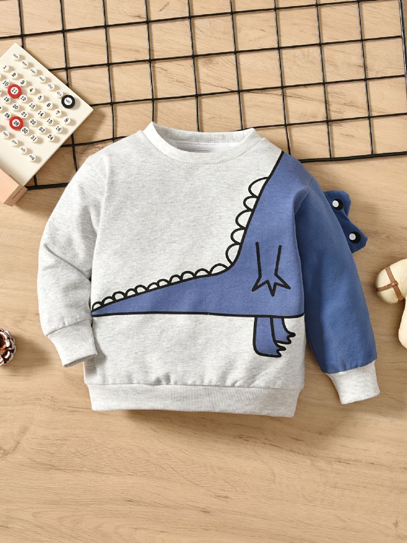 Efterår Vinter Drenge Dinosaur Trykt Rund Hals Afslappet Sweatshirt