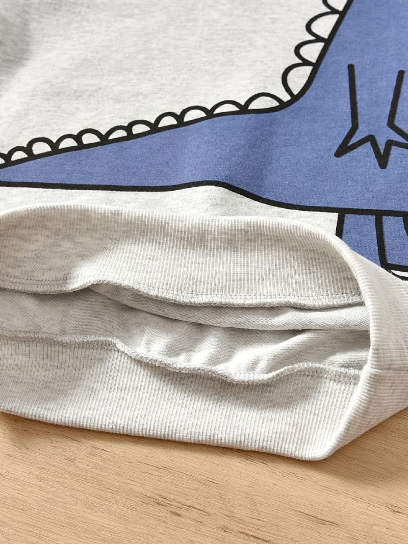 Efterår Vinter Drenge Dinosaur Trykt Rund Hals Afslappet Sweatshirt