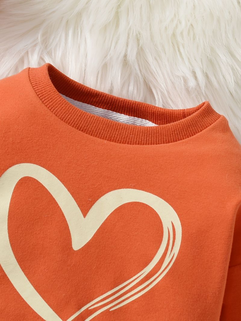 Efterår Vinter Nye Piger Love Print Crew Neck Sweatshirt