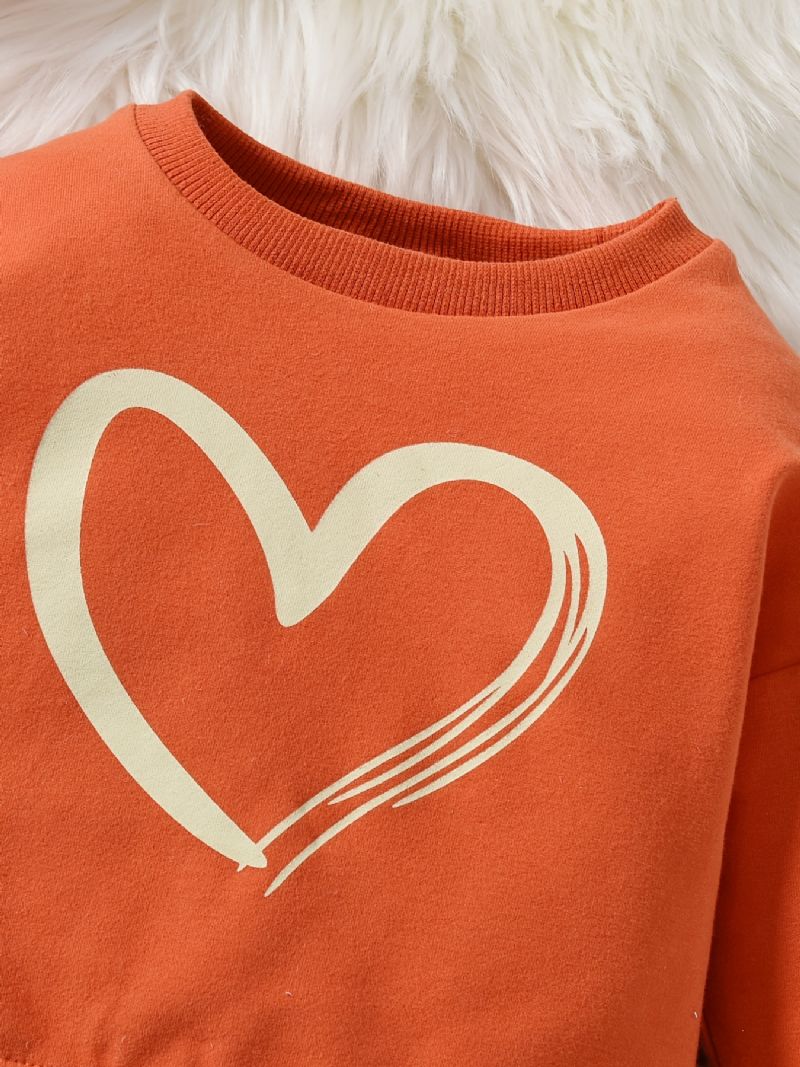 Efterår Vinter Nye Piger Love Print Crew Neck Sweatshirt