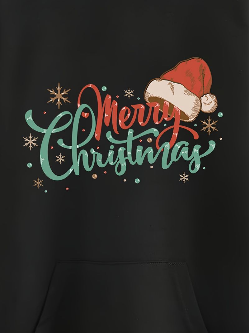 Efterår Vinter Piger Juletrykt Langærmet Hættetrøje Lang Sweatshirt Med Hætte