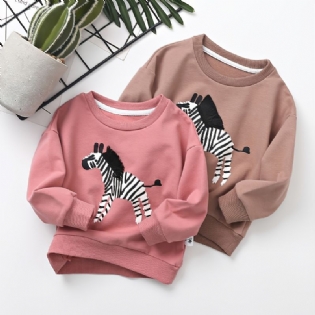 Efterår & Vinter Småbørn Piger Zebra Print Casual Rund Hals Sweatshirt