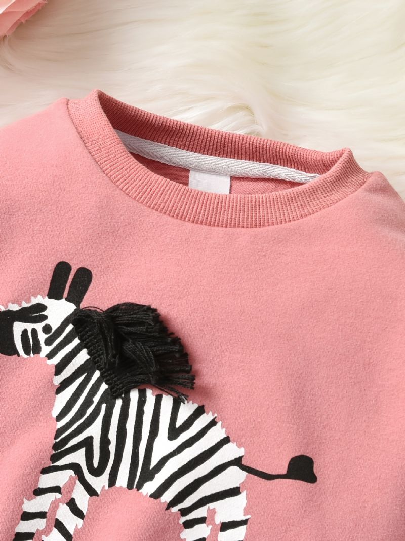 Efterår & Vinter Småbørn Piger Zebra Print Casual Rund Hals Sweatshirt