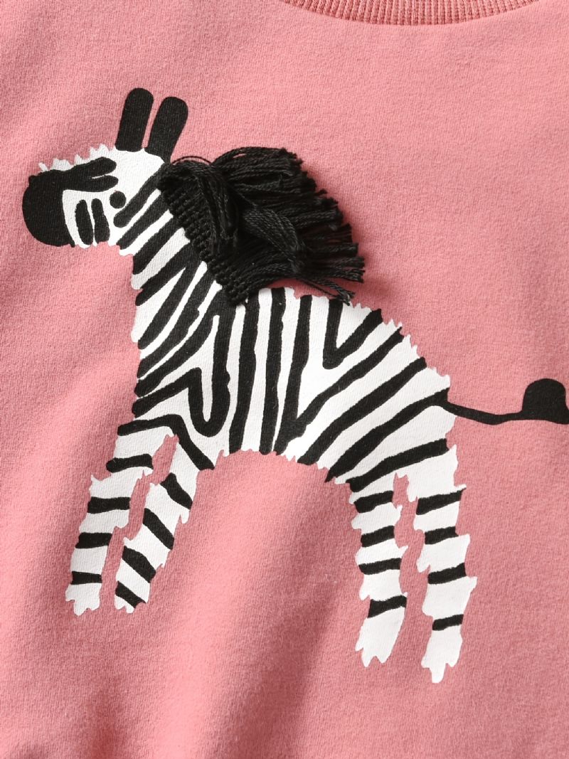 Efterår & Vinter Småbørn Piger Zebra Print Casual Rund Hals Sweatshirt