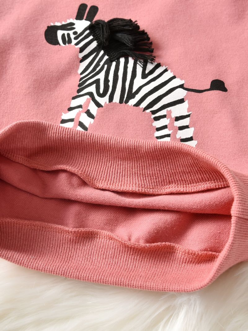 Efterår & Vinter Småbørn Piger Zebra Print Casual Rund Hals Sweatshirt