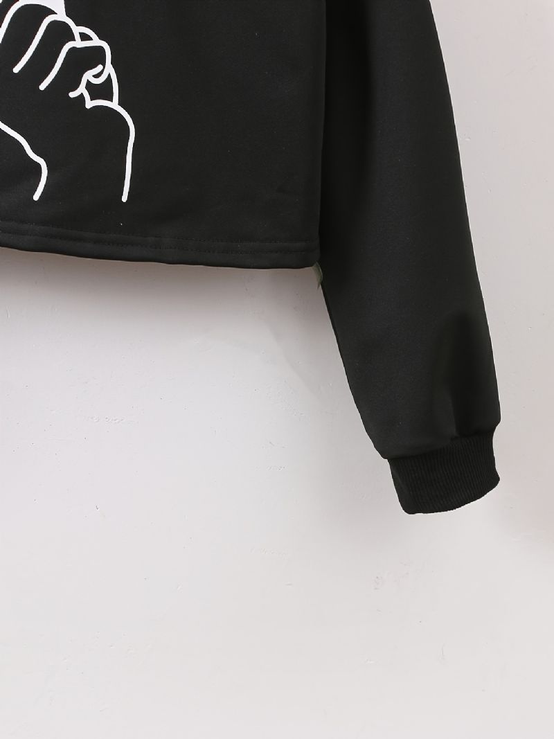 Hættetrøje Til Piger Sød Grafisk Langærmet Trøje Sweatshirt Crop Top Børnetøj