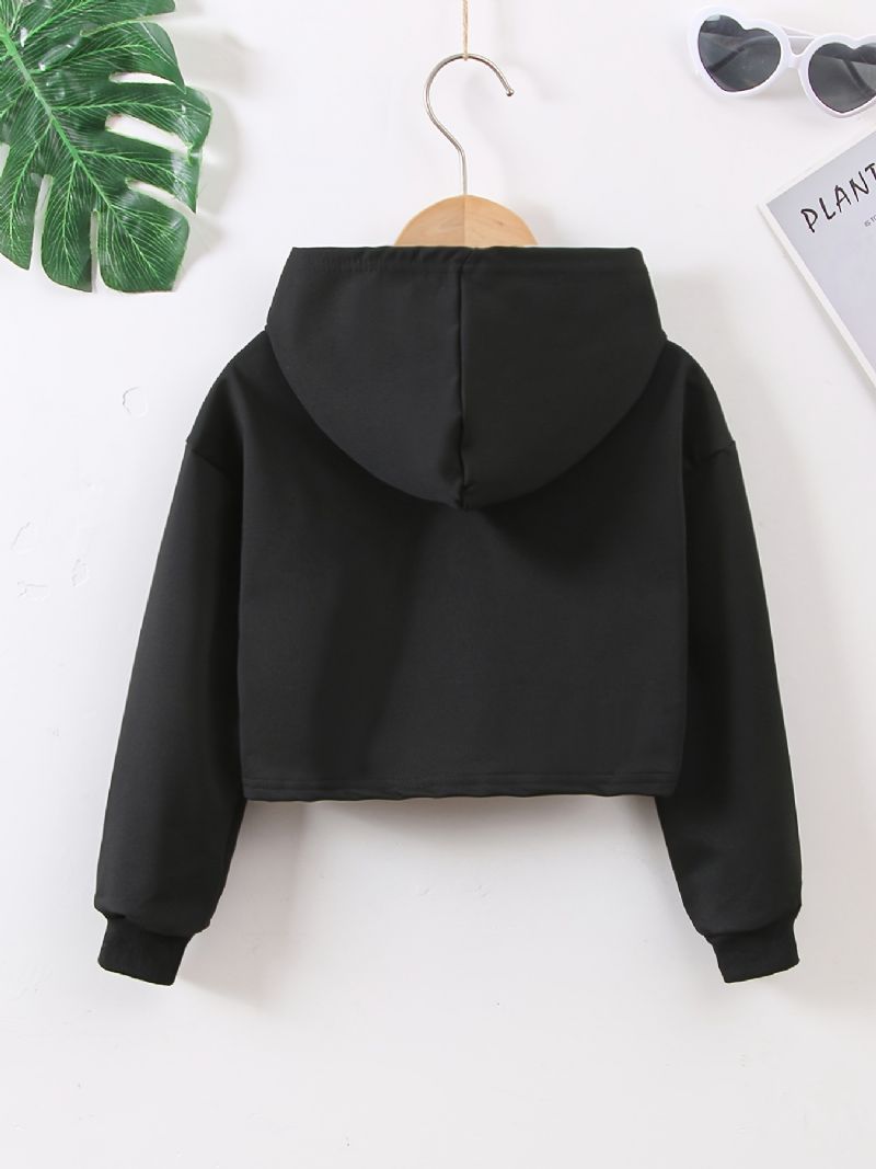 Hættetrøje Til Piger Sød Grafisk Langærmet Trøje Sweatshirt Crop Top Børnetøj