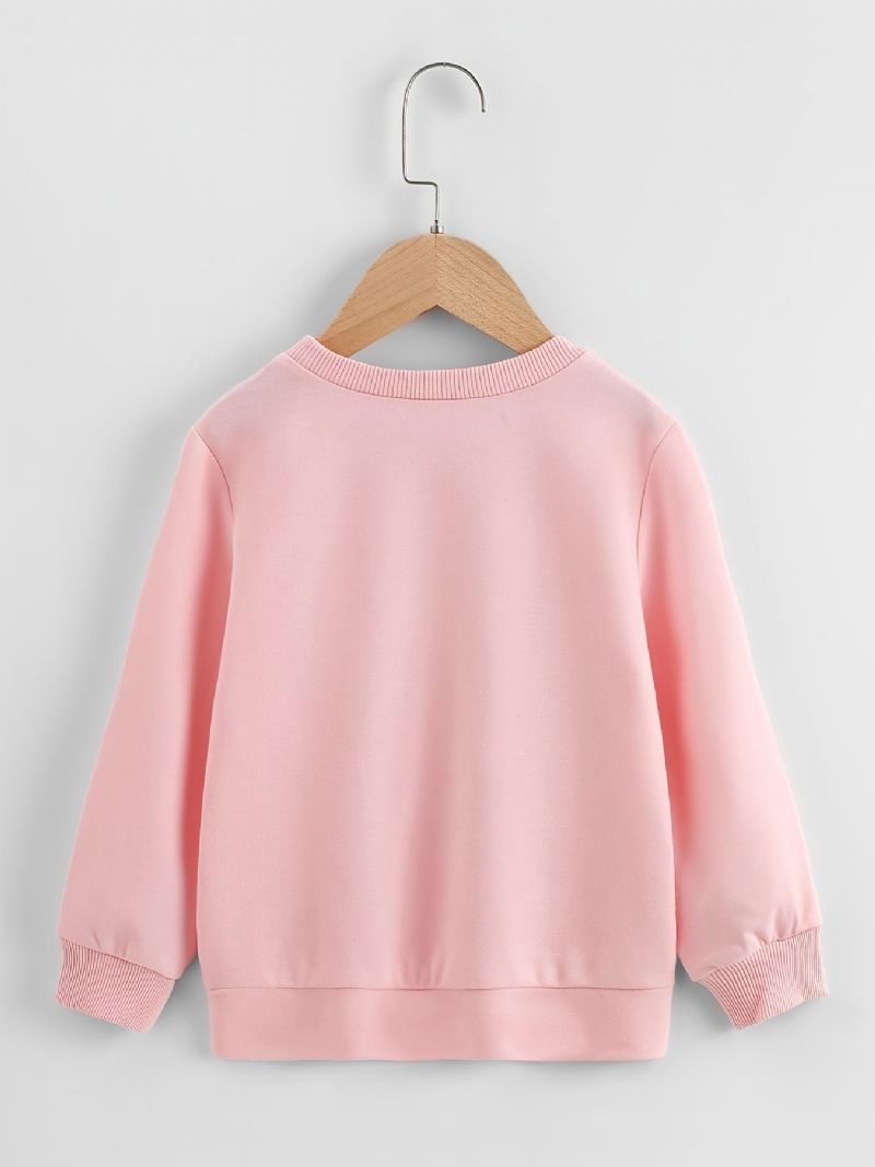 Jul Pige Strikket Tegneserie Jule Pingvin Print Langærmet Rund Hals Sweatshirt