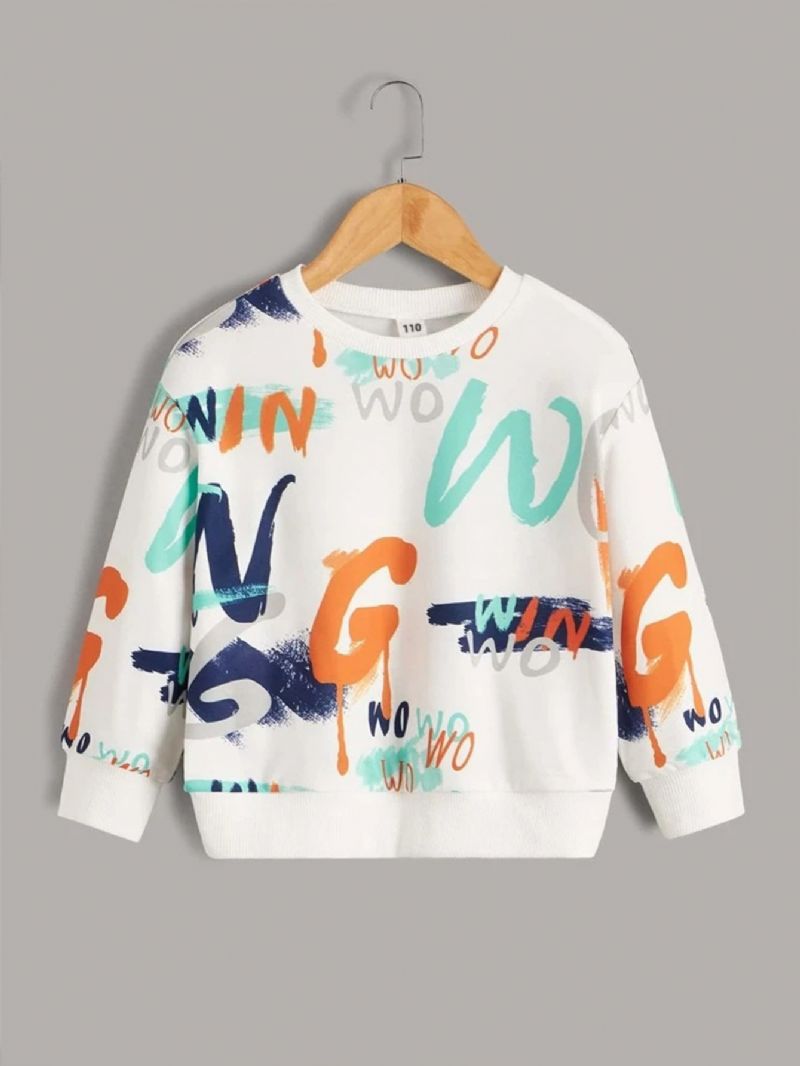 Langærmet Drenge Sweatshirt Med Rund Hals Med Alfabetprint