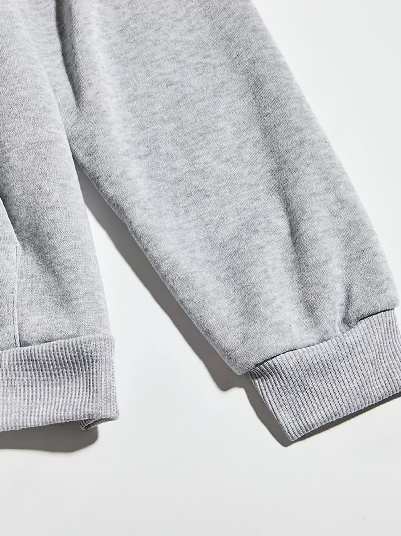 Mænds Trendy Retro-pigemønster Efterårsgrå Hættetrøje