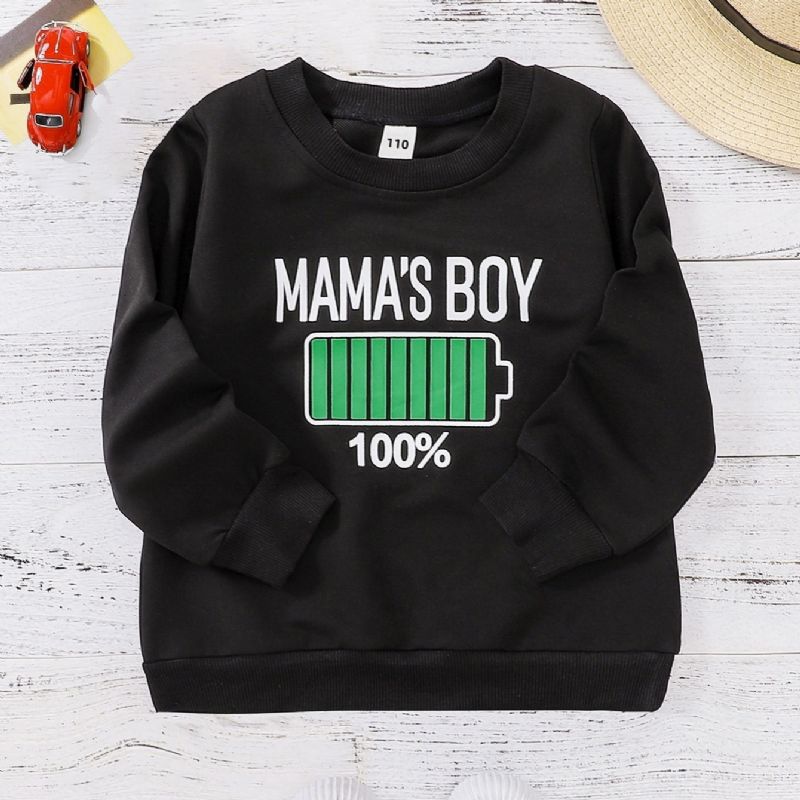 Mama's Drenge Bogstavmønster Casual Pullover Sweatshirt Børnetøj