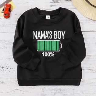 Mama's Drenge Bogstavmønster Casual Pullover Sweatshirt Børnetøj