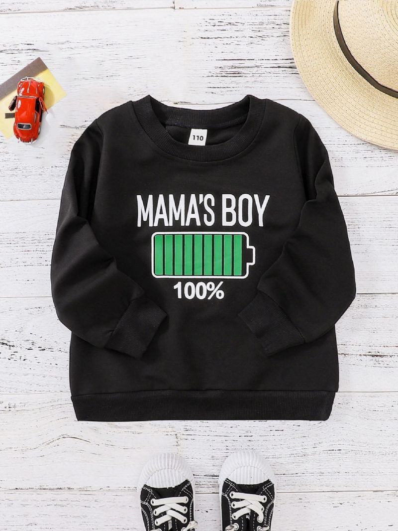 Mama's Drenge Bogstavmønster Casual Pullover Sweatshirt Børnetøj