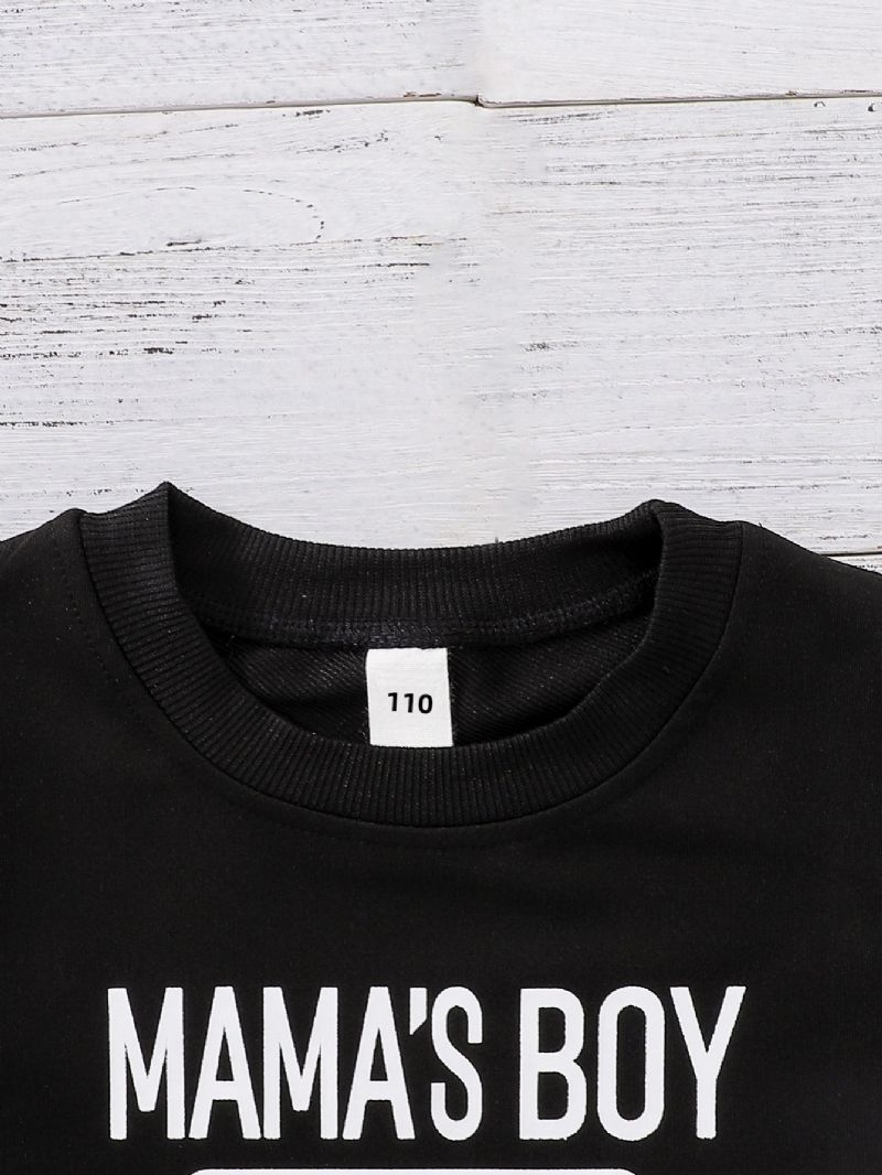 Mama's Drenge Bogstavmønster Casual Pullover Sweatshirt Børnetøj