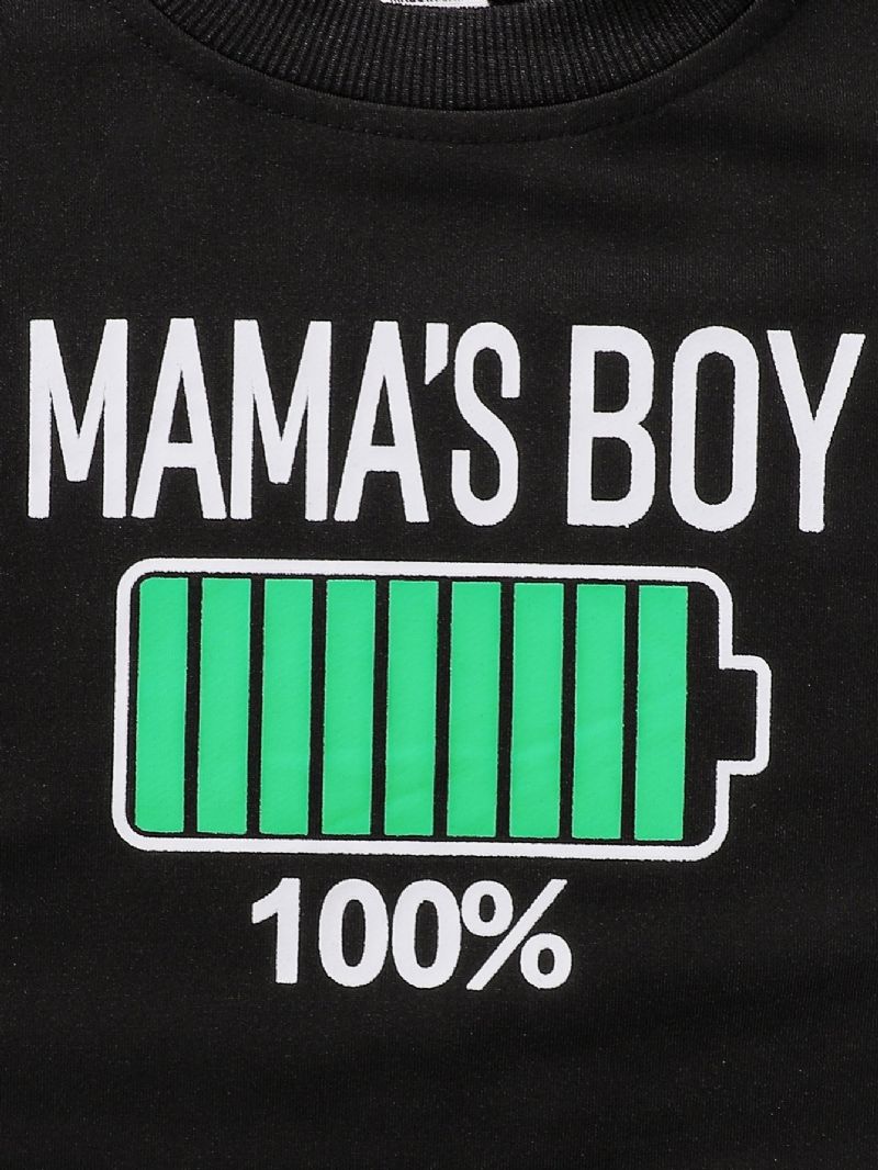 Mama's Drenge Bogstavmønster Casual Pullover Sweatshirt Børnetøj