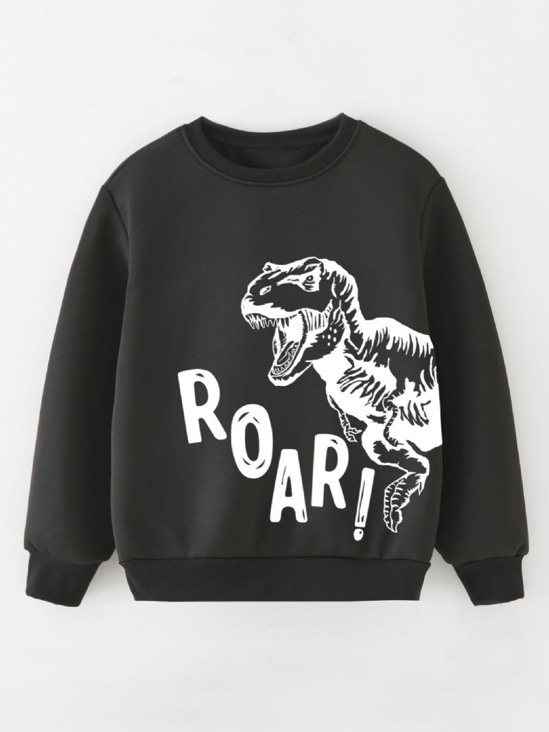 Ny Drenge Afslappet Moderigtigt Dinosaur Trykt Langærmet Rund Hals Sweatshirt