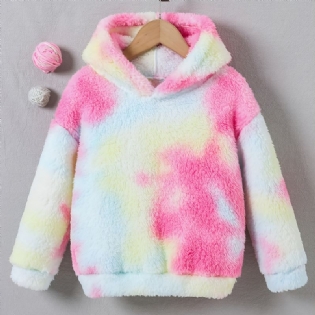 Piger Casual Fleece Termisk Hættetrøje Langærmede Tie Dye Toppe Til Vinter