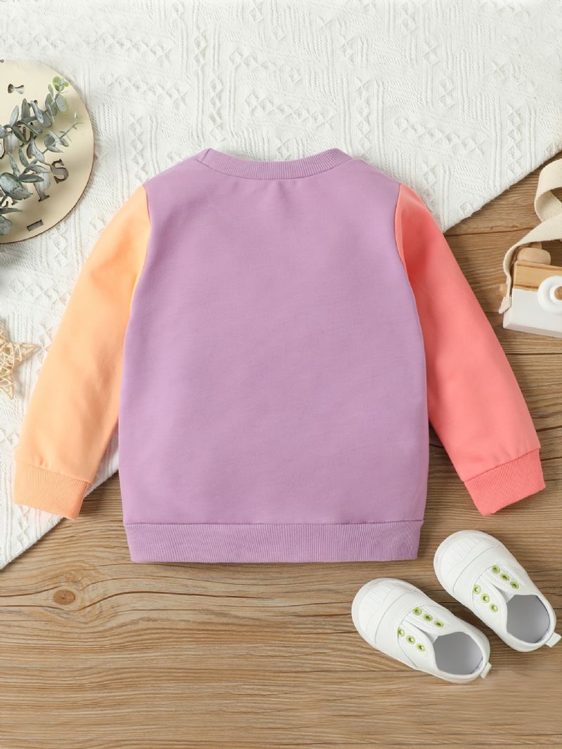 Piger Casual Sød Color Block Pullover Sweatshirt Med Sissy Print