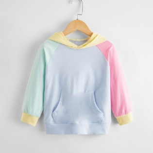 Piger Colorblock Hættetrøje Casual Pocket Baby Børnetøj