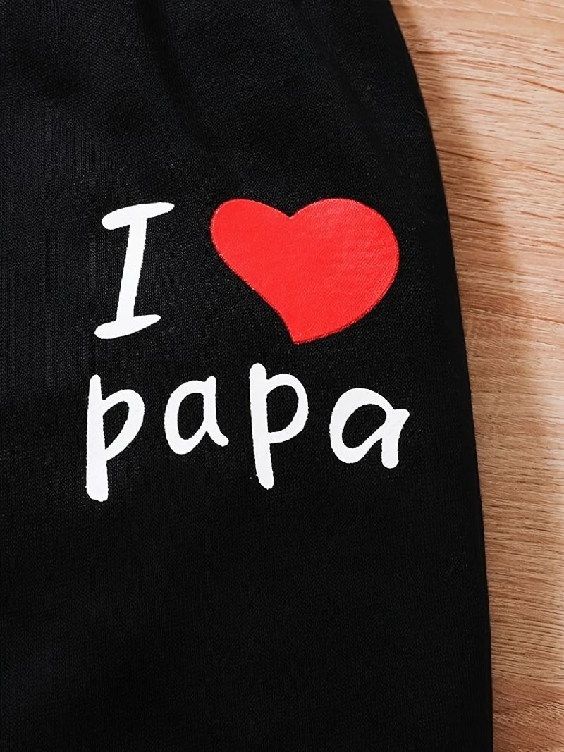 Piger I Love Papa Pullover Sweatshirt & Matchende Joggerbukser Børnetøj