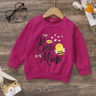 Piger Mode Casual Lille Bee Print Rund Hals Sweatshirt Efterår Vinter