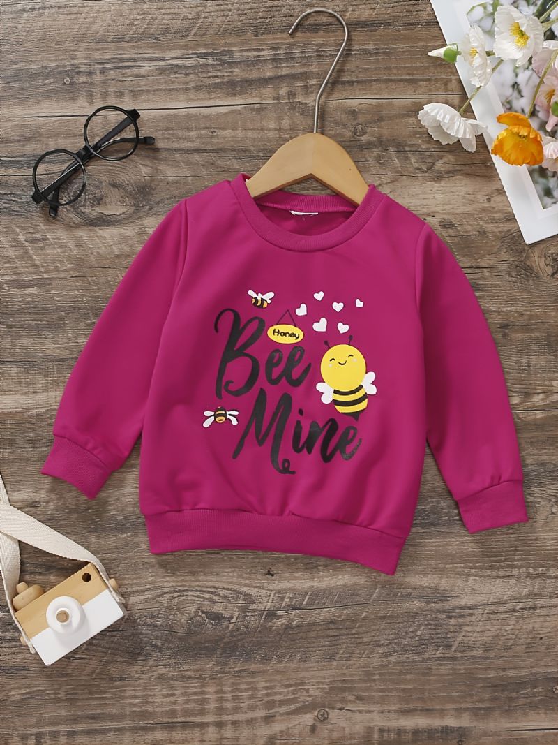 Piger Mode Casual Lille Bee Print Rund Hals Sweatshirt Efterår Vinter