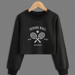 Piger Mode Casual Tennis Print Rundhalset Crop Sweatshirt