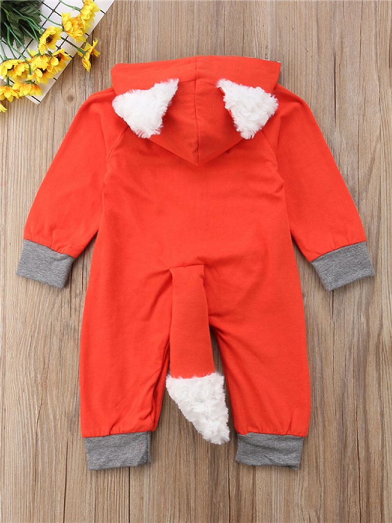 Piger Og Drenge 3d Tegneserie Dyr Ræv Sød Jumpsuit Hættetrøje Romper Playsuit Onesies