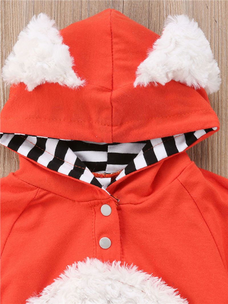 Piger Og Drenge 3d Tegneserie Dyr Ræv Sød Jumpsuit Hættetrøje Romper Playsuit Onesies