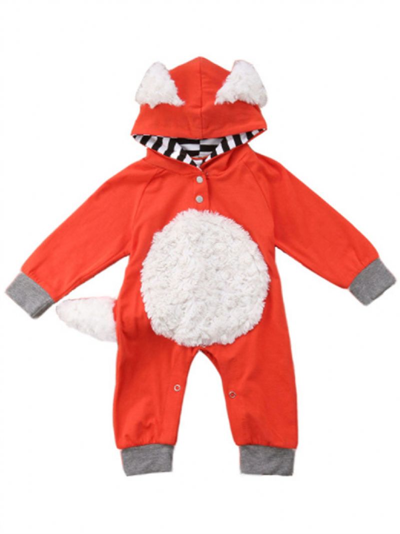 Piger Og Drenge 3d Tegneserie Dyr Ræv Sød Jumpsuit Hættetrøje Romper Playsuit Onesies