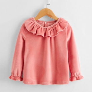 Piger Pink Velvet Flæsehals Blonde Top